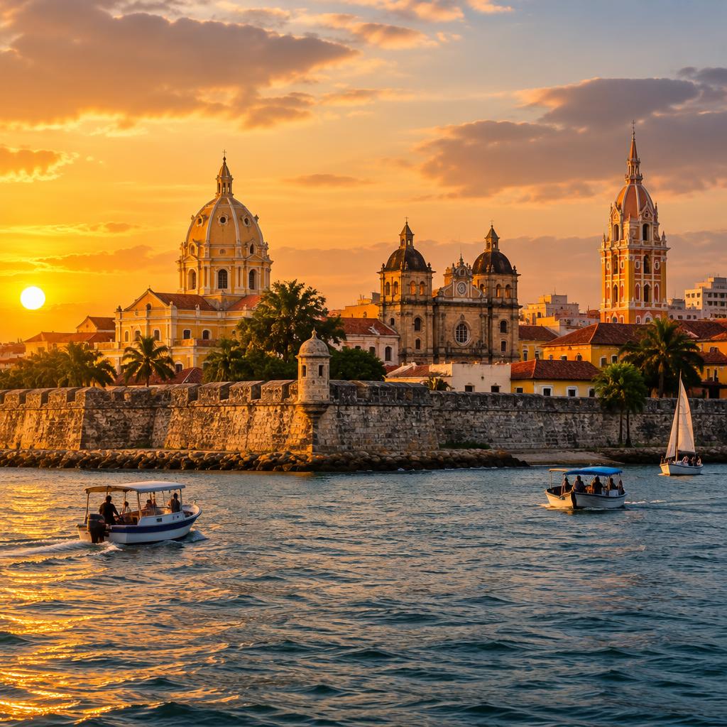 Cartagena's walled city at golden hour